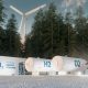 Concept of hydrogen energy storage from renewable sources - wind turbines and photovoltaics. 3d rendering